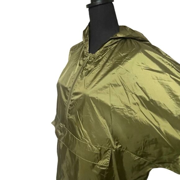 Aerie Offline Olive Green Shine Windbreaker Jacket - Picture 3 of 8